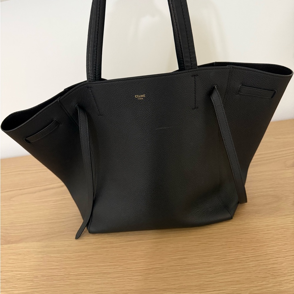 Celine Black cabas tote grained leather